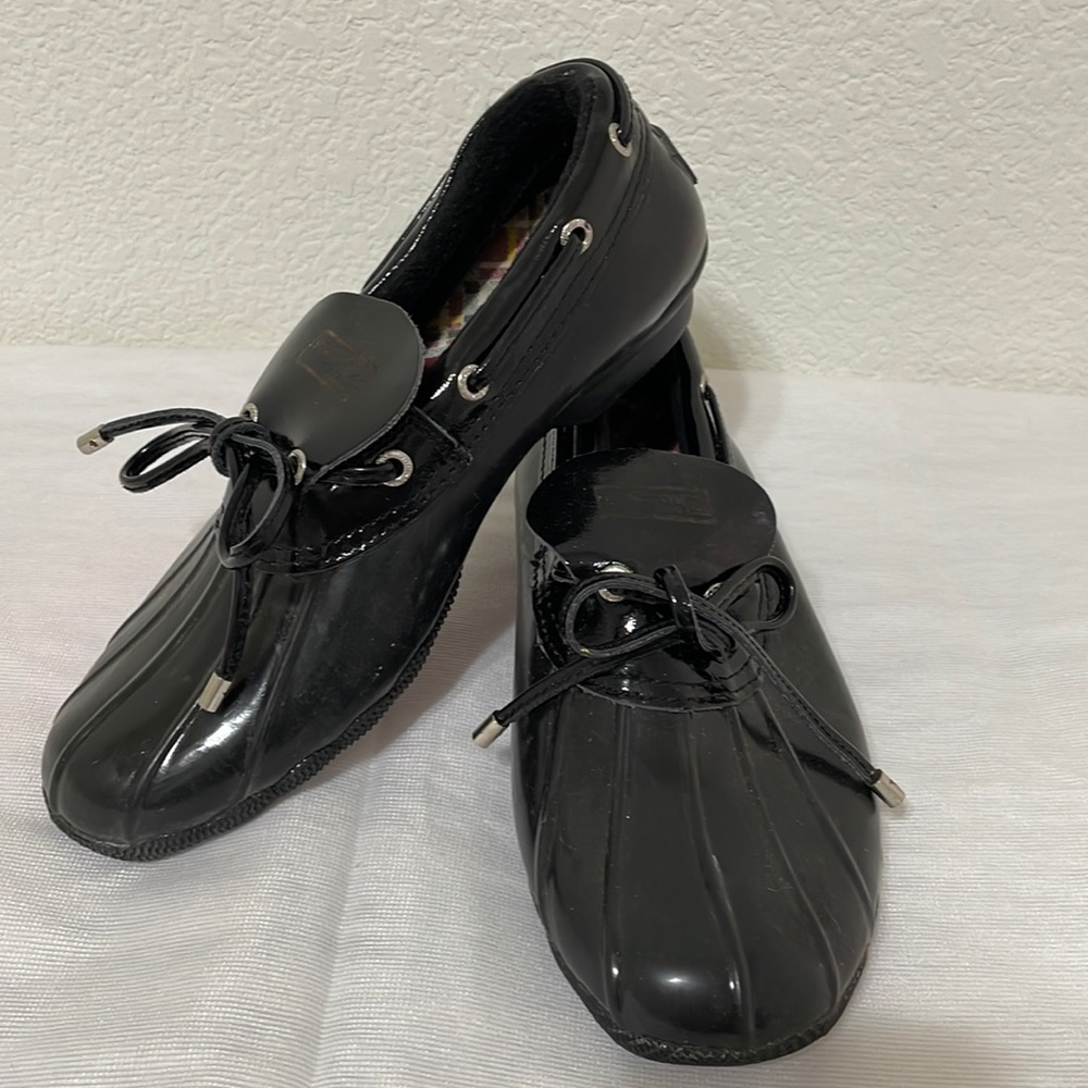 Sperry Top-Sider Women’s Waterproof Rubber Boot, Low Profile, Size 8, Black, EUC